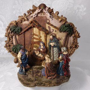 Christmas Ceramic Nativity Mary Joseph Jesus and the three king's TWO Piece.